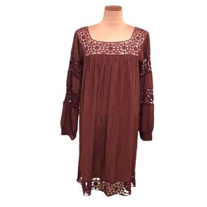 Ulla Johnson Odile Dress Size 6 Brick Red Brown Silk Crochet Lace